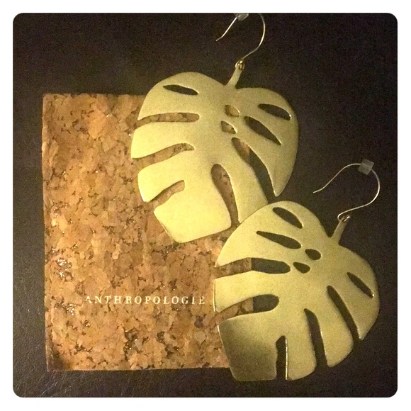Anthropologie Jewelry - Anthropologie Palm Leaf earrings